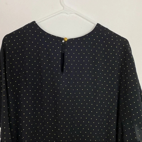 Vintage 90s Blouse Black Gold Polka Dot Womens Plus Size 2X 2XL Short Sleeve - Picture 7 of 11